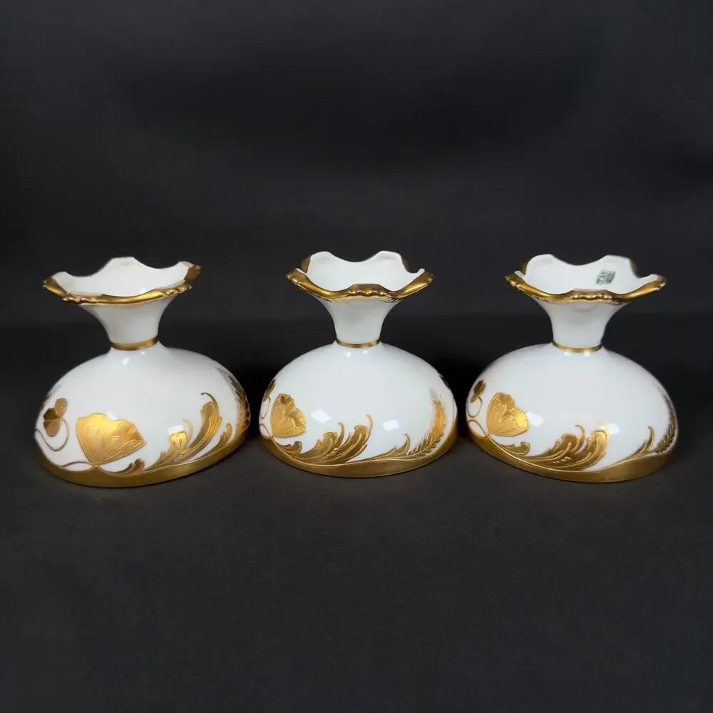 6x T&V Limoges France White Porcelain Compote Footed Bowl SIGNED BOHL gold trim